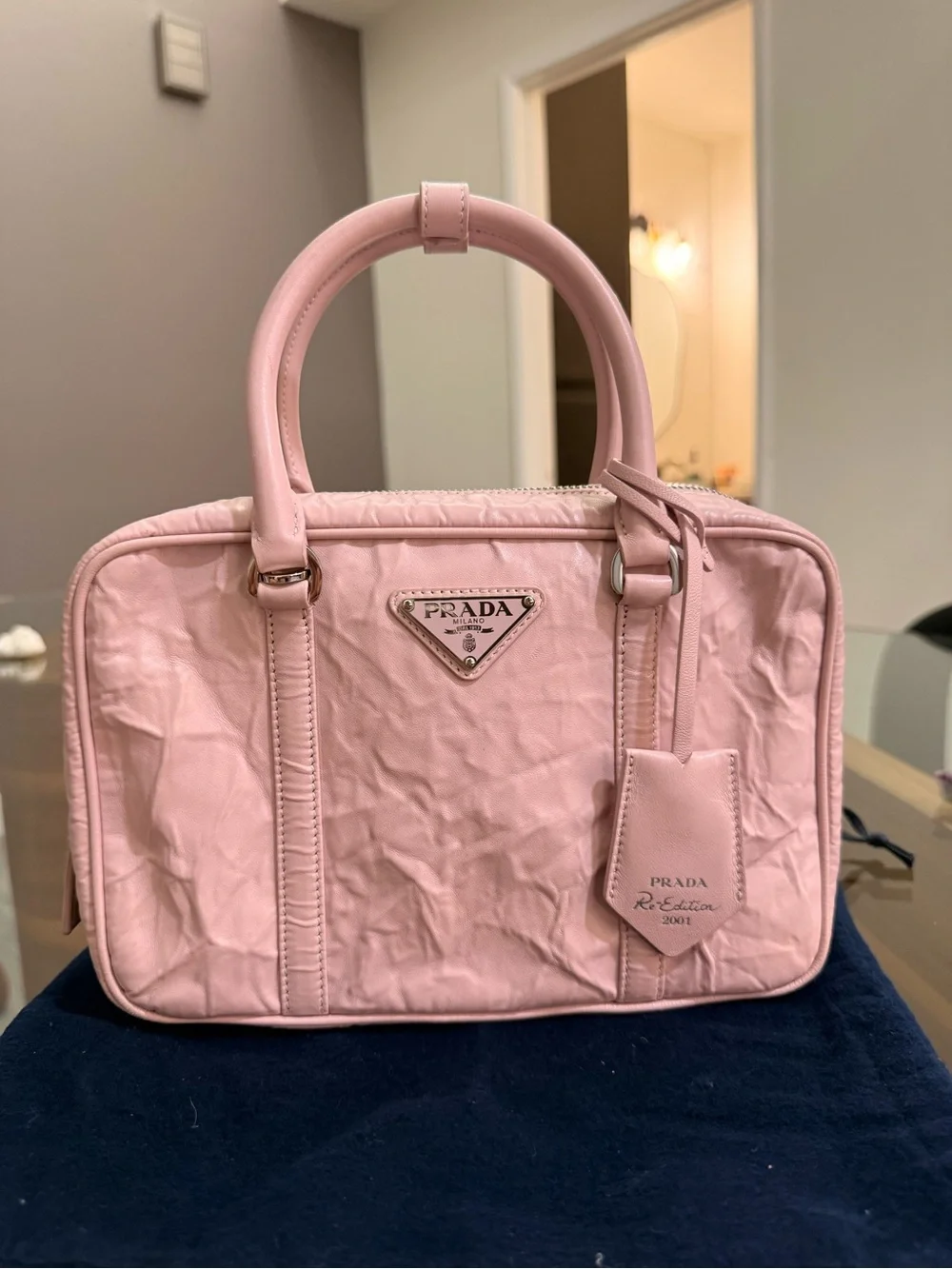 Prada Pink Re-Edition 2001 Top-Handle Bauletto Bag